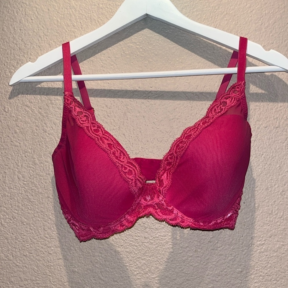Natori Feathers Contour Bra 32DDD Fuchsia Pink Underwire - Picture 2 of 11